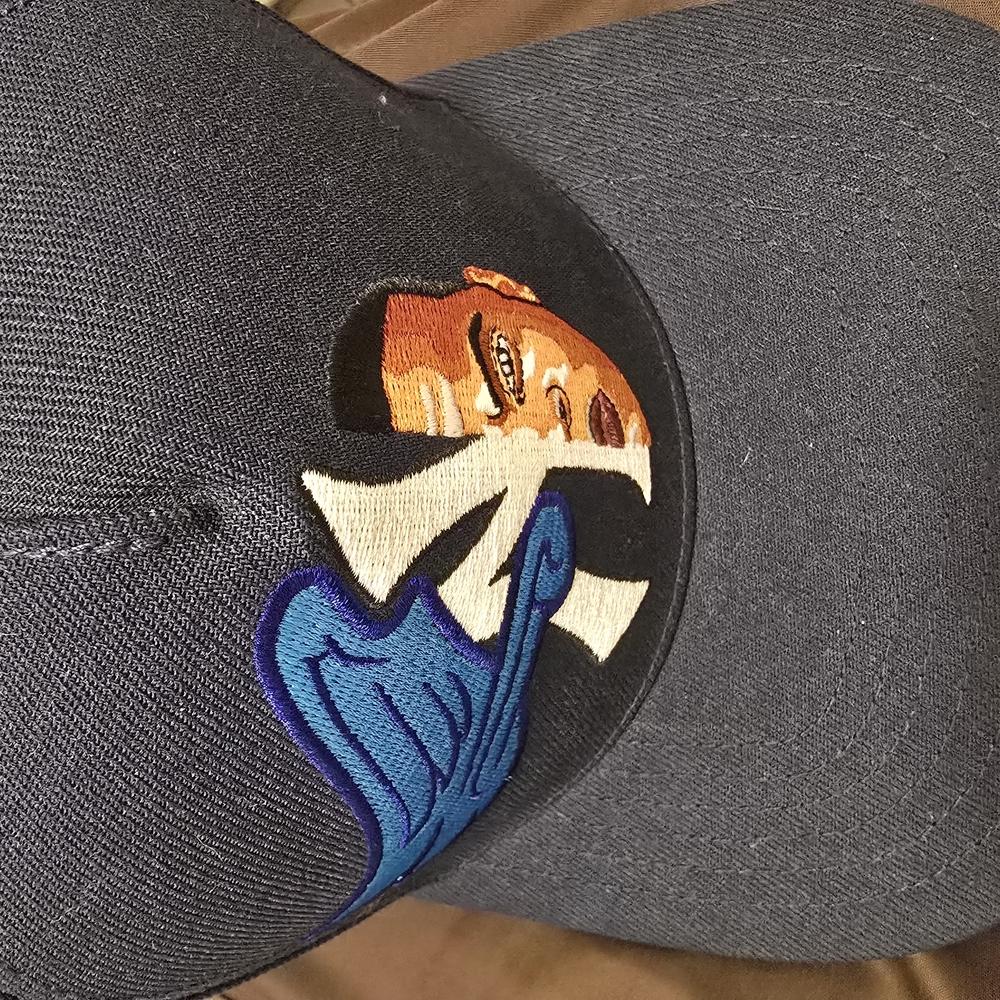 Men's Black and Blue Embroidered Cap